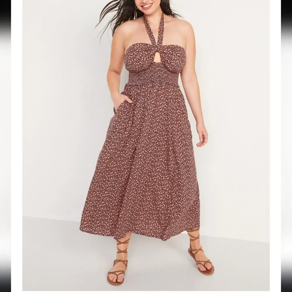 Old Navy Large Dress Floral Leaves Fall Halter Or Strapless